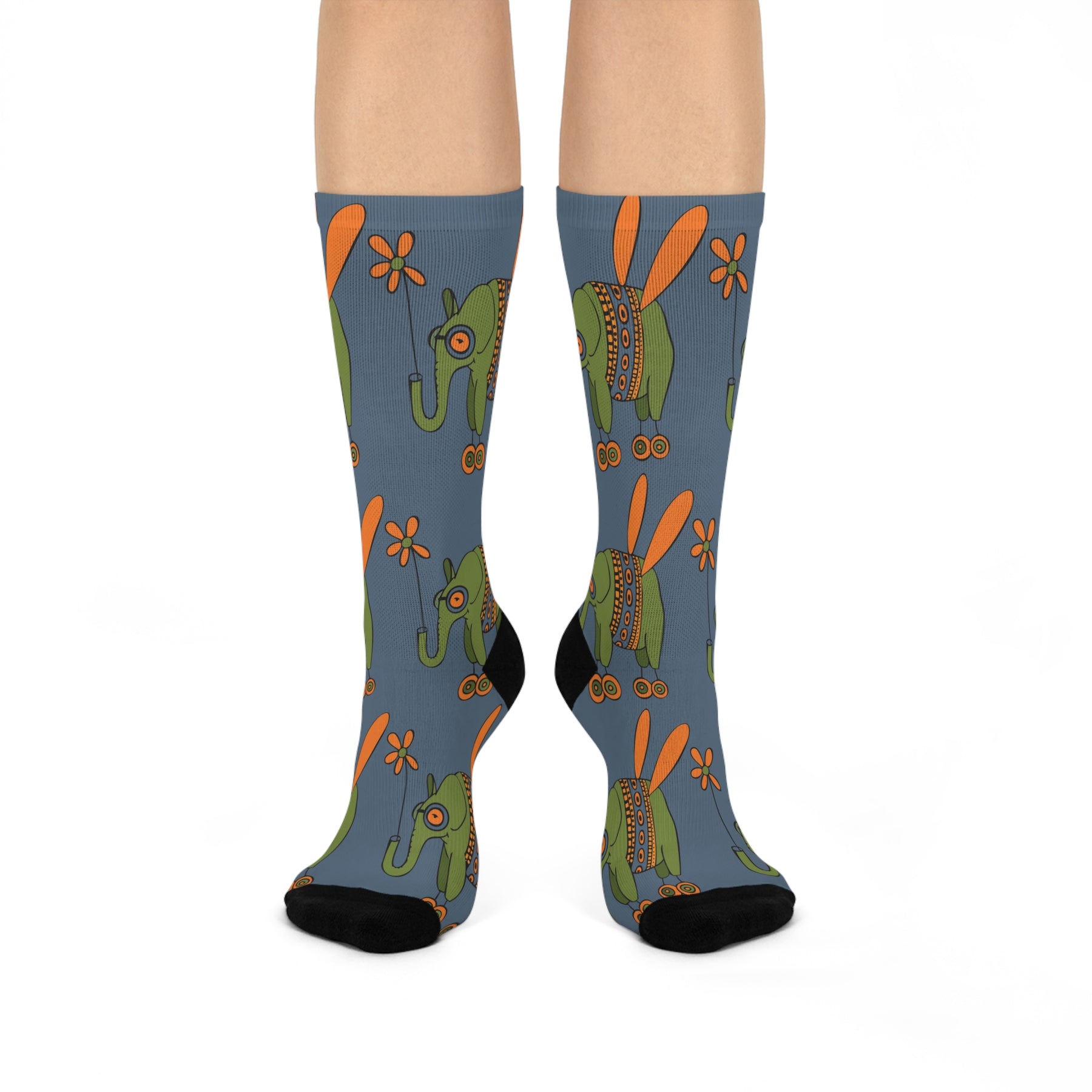 Flying Elephant Crew Socks – Funky Imagination by Jarrod Eastman