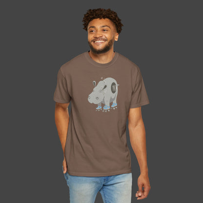 "Hippopotamus Rollerskatius" roller skating Hippopotamus Unisex T-shirt -by Jarrod Eastman