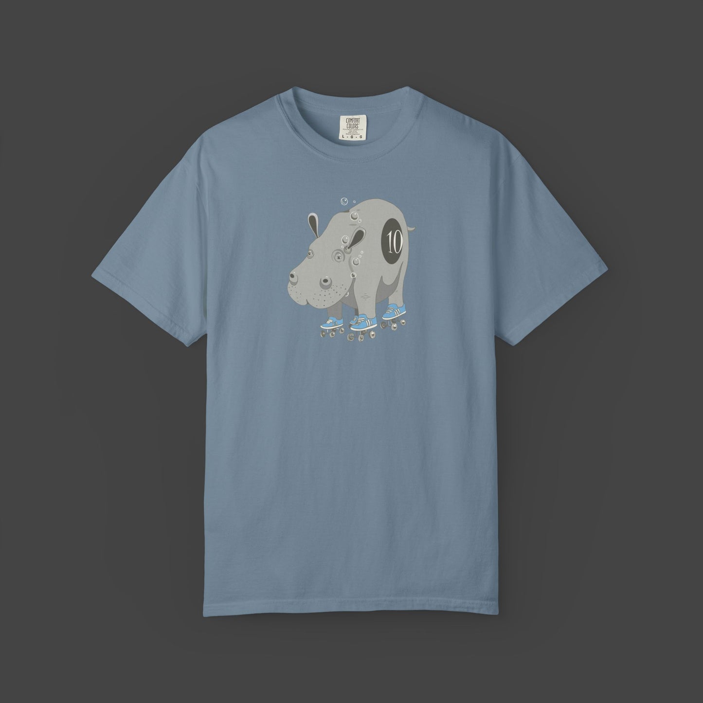 "Hippopotamus Rollerskatius" roller skating Hippopotamus Unisex T-shirt -by Jarrod Eastman