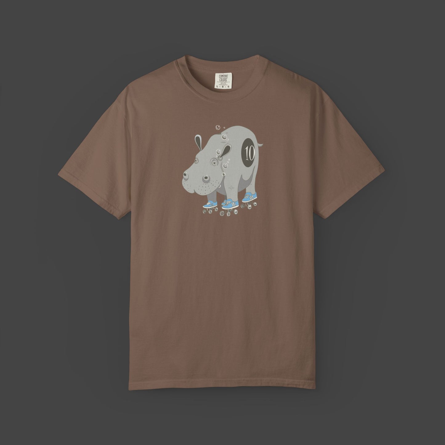 "Hippopotamus Rollerskatius" roller skating Hippopotamus Unisex T-shirt -by Jarrod Eastman