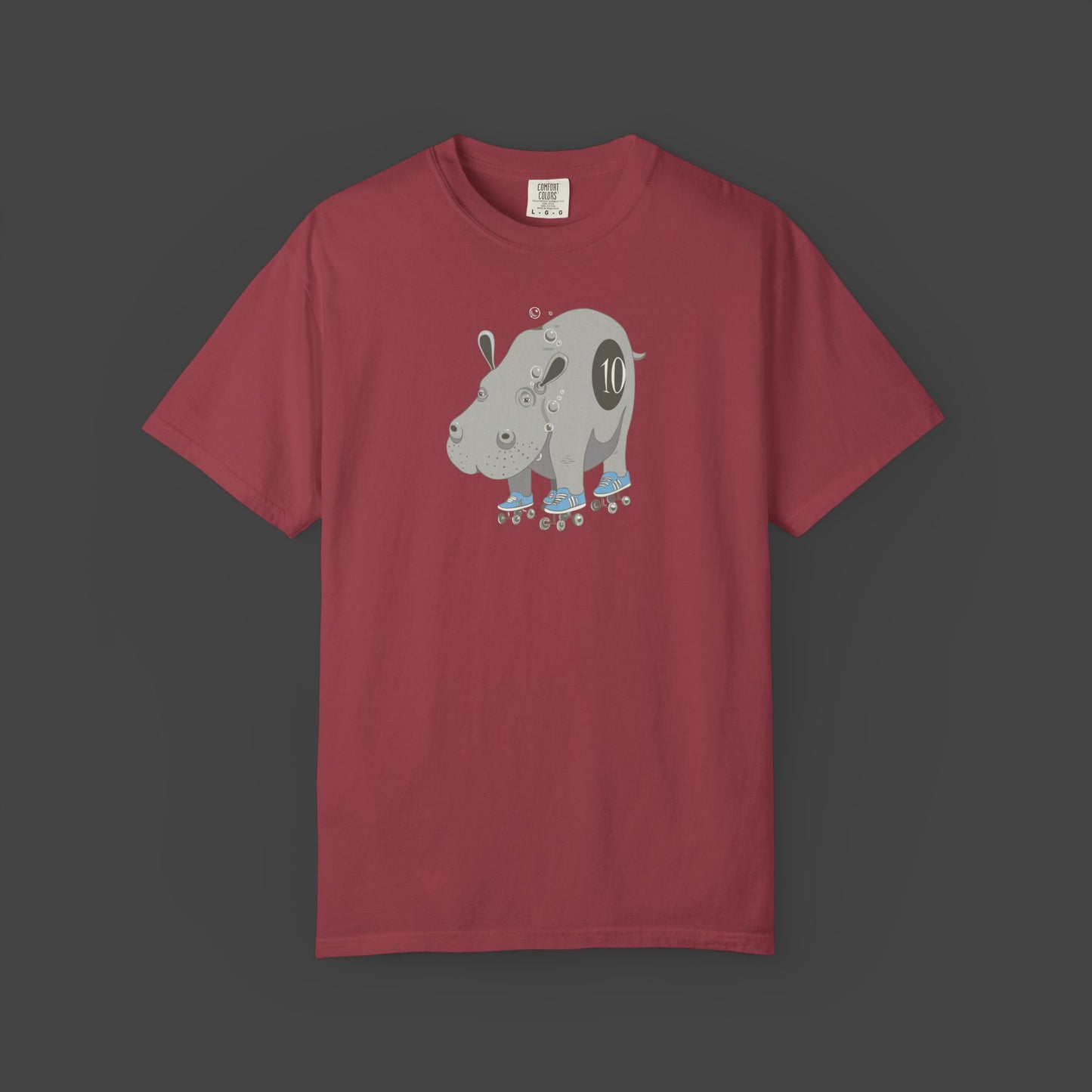 "Hippopotamus Rollerskatius" roller skating Hippopotamus Unisex T-shirt -by Jarrod Eastman