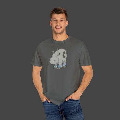 "Hippopotamus Rollerskatius" roller skating Hippopotamus Unisex T-shirt -by Jarrod Eastman