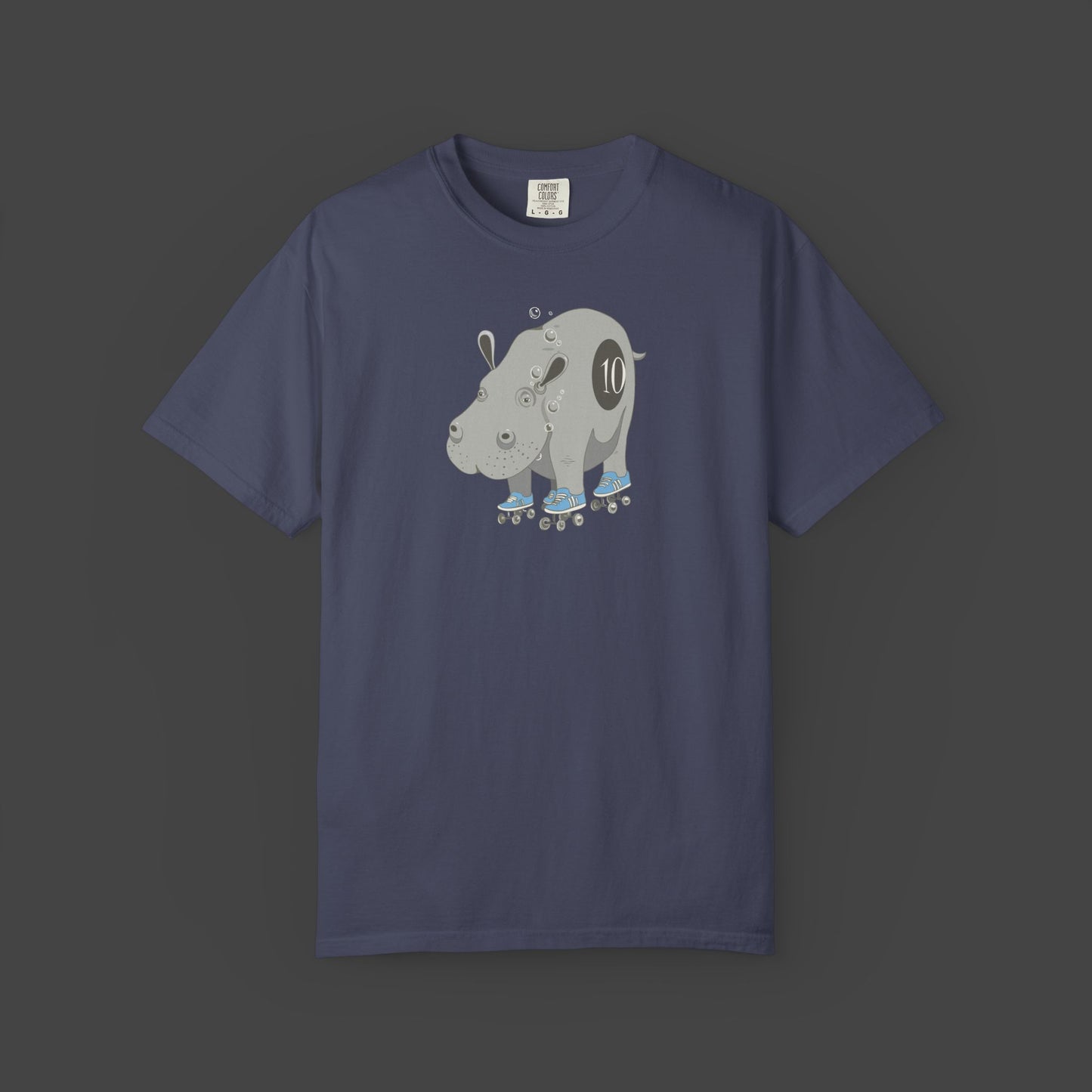 "Hippopotamus Rollerskatius" roller skating Hippopotamus Unisex T-shirt -by Jarrod Eastman