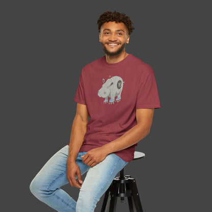 "Hippopotamus Rollerskatius" roller skating Hippopotamus Unisex T-shirt -by Jarrod Eastman
