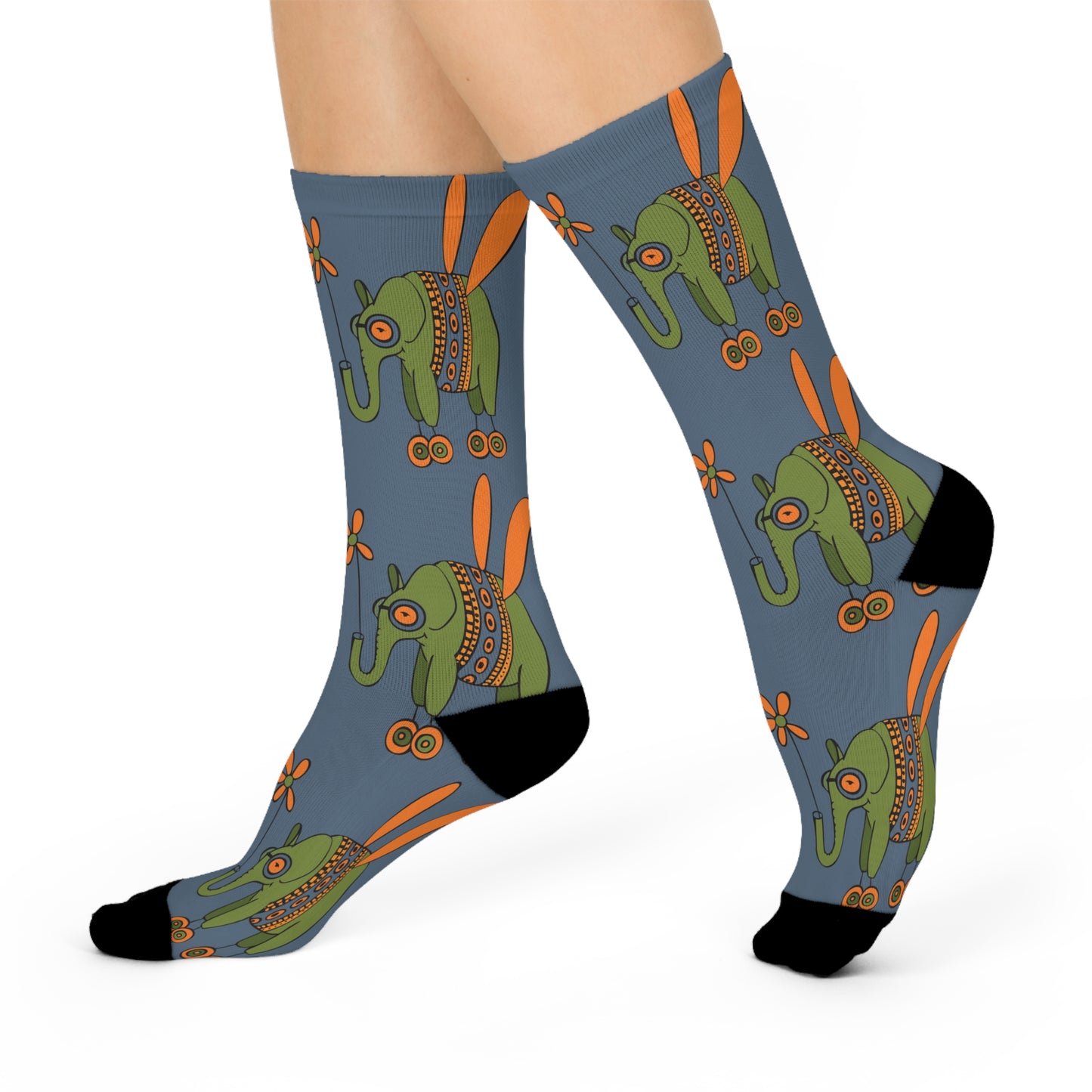Flying Elephant Crew Socks – Funky Imagination by Jarrod Eastman