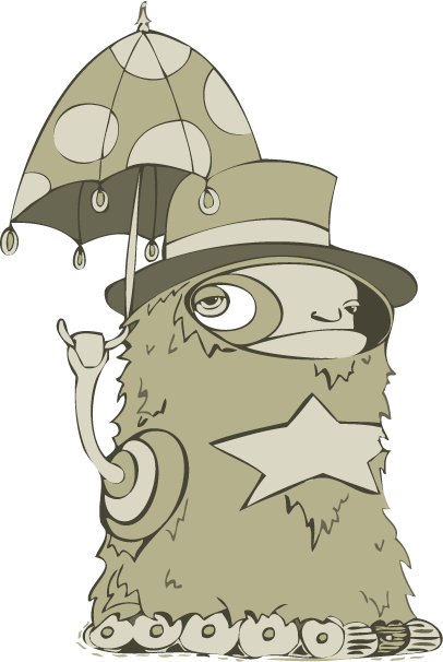 Meet Uptown Lester by Apliiq—a whimsical, furry character with a star on its chest, tall hat, and polka-dot umbrella. Its mechanical arm and gears stand out—just like this Bella Canvas T Shirt made from Airlume cotton.